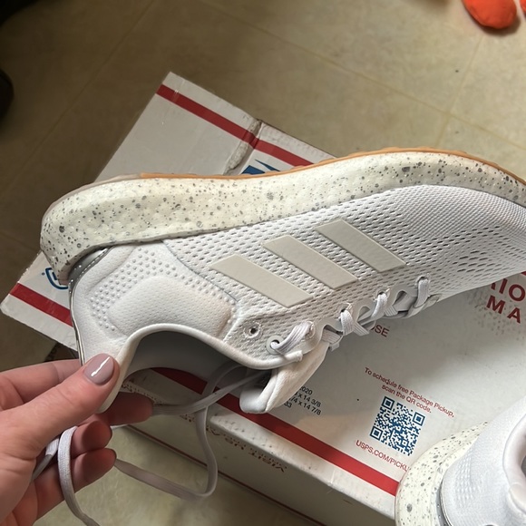 NEW Adidas Pure Boost 21 Shoes Cloud White/Metallic Silver - Size 7.5 - Picture 9 of 10